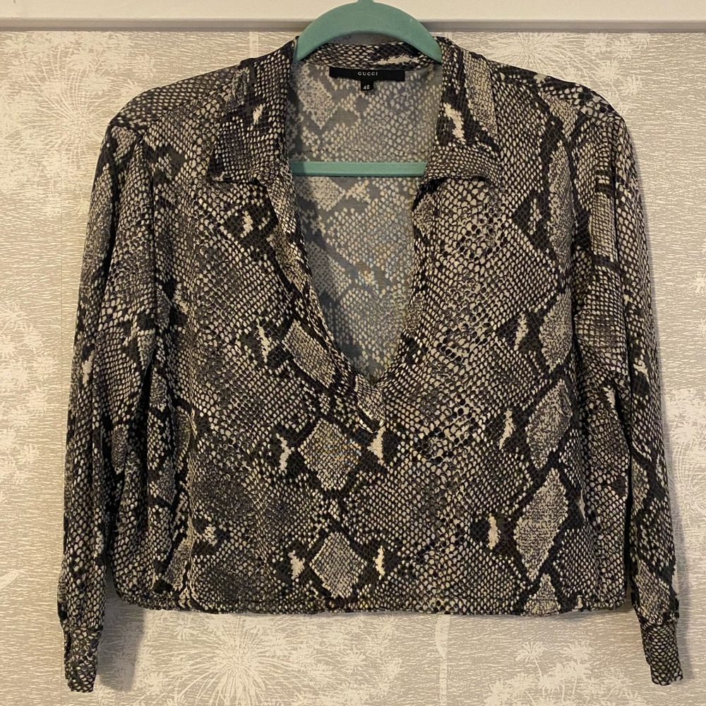 Gucci Python print crop top